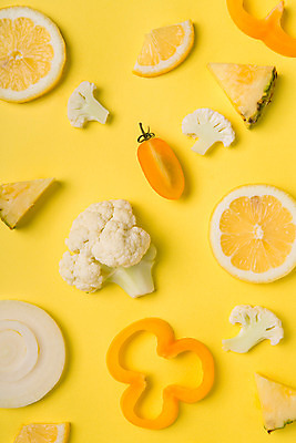 포토 JPG 스튜디오촬영 백그라운드 과일 양파 단면 파프리카 실내 사람없음 노란색 레몬 파인애플 컬리플라워 트로피컬아트 국내포토 컬러 채소 내부 브로콜리 열대과일 그림 파일형식