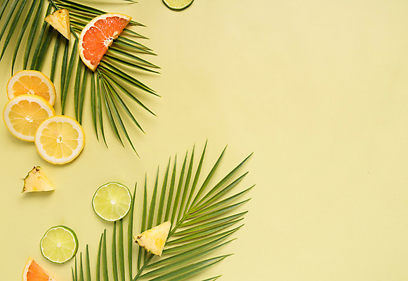 포토 JPG 스튜디오촬영 백그라운드 과일 단면 나뭇잎 실내 사람없음 레몬 자몽 파인애플 라임 트로피컬아트 국내포토 잎 내부 열대과일 그림 파일형식