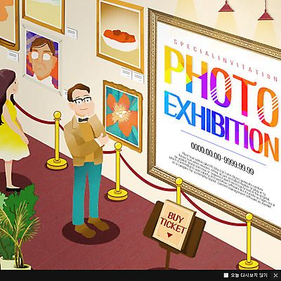 PSD 템플릿 여자 남자 웹템플릿 액자 문화예술 팝업 이벤트팝업 웹팝업 성인 두명 전시회 그림 미술감상 이미지템플릿 사람 전시 파일형식