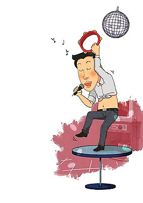 PSD 남자 일러스트 탁자 한명 성인 춤 직장인 마이크 미러볼 노래방 노래방기계 회식 국내일러스트 직업 1 음향기기 가구 문화예술 사람 장식 식사 파일형식