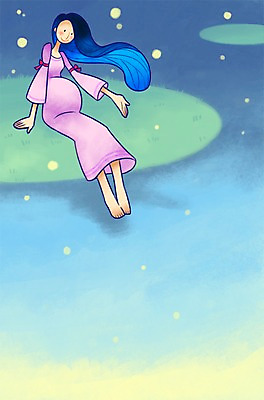 PSD 여자 일러스트 엄마 한명 성인 물 임산부 임신 반딧불이 국내일러스트 자연요소 1 곤충 가족 사람 파일형식