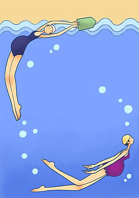 PSD 여자 수영복 일러스트 엄마 수영장 성인 두명 임산부 임신 킥판 국내일러스트 옷 가족 사람 수영용품 파일형식