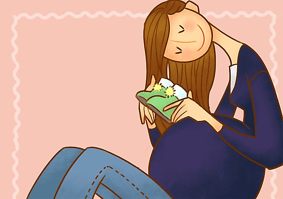 PSD 여자 일러스트 엄마 한명 성인 임산부 임신 아기신발 국내일러스트 1 신발 가족 사람 아기용품 파일형식