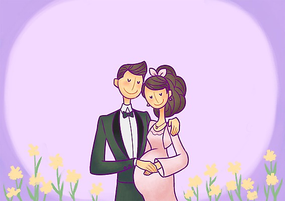 PSD 여자 남자 꽃 결혼 일러스트 엄마 성인 두명 임산부 임신 국내일러스트 식물 가족 사람 이벤트 파일형식