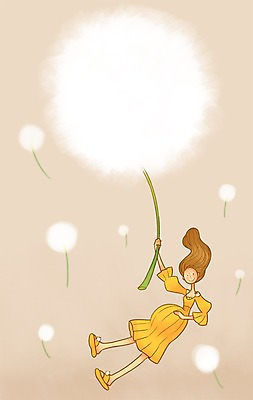 PSD 여자 일러스트 엄마 한명 성인 임산부 임신 민들레홀씨 국내일러스트 1 가족 사람 민들레 파일형식