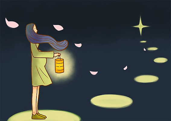 PSD 여자 꽃잎 일러스트 엄마 한명 성인 어둠 임산부 임신 등불 국내일러스트 1 꽃 가족 조명 사람 파일형식