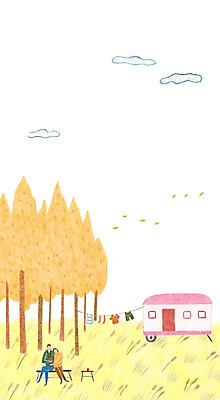 PSD 나무 구름 여자 남자 일러스트 휴식 캠핑도구 성인 두명 캠핑 빨랫줄 캠핑카 국내일러스트 자연요소 식물 줄 컨셉 자동차 레저 사람 도구 파일형식