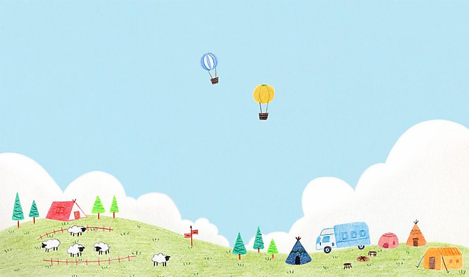 PSD 구름 일러스트 텐트 캠핑도구 사람없음 캠핑 열기구 양 캠핑카 국내일러스트 자연요소 포유류 항공교통 자동차 레저 도구 파일형식