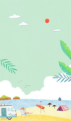 PSD 여자 남자 바다 일러스트 나뭇잎 텐트 캠핑도구 성인 해변 두명 태양 캠핑 파라솔 서핑보드 캠핑카 국내일러스트 자연요소 잎 자동차 레저 사람 도구 보드_스포츠 파일형식