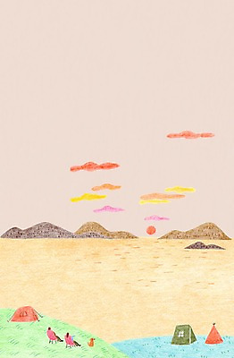 PSD 구름 여자 남자 일러스트 산 텐트 캠핑도구 성인 두명 일몰 캠핑 강아지 국내일러스트 자연요소 레저 사람 반려동물 노을 도구 개 파일형식