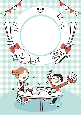 그릇 접시 여자 남자 어린이 포크 일러스트 식탁 성인 두명 숟가락 예절 가랜드 식사예절 프레임일러스트 국내일러스트 AI파일 식기 탁자 프레임 수저 사람 파티용품 파일형식 벡터