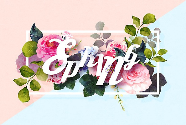 PSD 꽃 잎 꽃백그라운드 일러스트 봄꽃 수채화 타이포그라피 사람없음 장미 봄 수국 국내일러스트 식물 문자 계절 백그라운드 파일형식