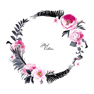 PSD 꽃 잎 꽃백그라운드 일러스트 프레임 사람없음 장미 원형프레임 야자수잎 꽃프레임 국내일러스트 식물 백그라운드 원형 파일형식