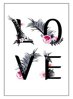 PSD 꽃 잎 꽃백그라운드 일러스트 사랑 타이포그라피 사람없음 장미 야자수잎 국내일러스트 식물 문자 감정 백그라운드 파일형식