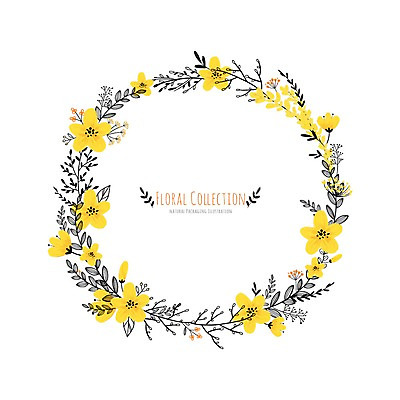 PSD 꽃 잎 꽃백그라운드 일러스트 프레임 사람없음 개나리 원형프레임 꽃프레임 국내일러스트 식물 백그라운드 원형 파일형식