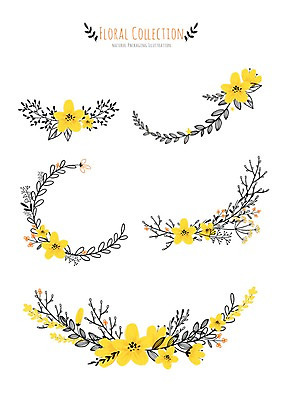 PSD 꽃 잎 꽃백그라운드 일러스트 사람없음 세트 라벨 개나리 국내일러스트 식물 백그라운드 프레임 파일형식