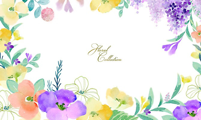 PSD 꽃 잎 꽃백그라운드 일러스트 봄꽃 수채화 프레임 사람없음 꽃프레임 국내일러스트 식물 백그라운드 봄 파일형식
