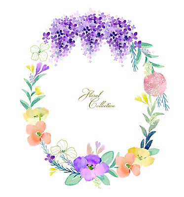 PSD 꽃 잎 꽃백그라운드 일러스트 봄꽃 수채화 프레임 사람없음 원형프레임 꽃프레임 국내일러스트 식물 백그라운드 봄 원형 파일형식