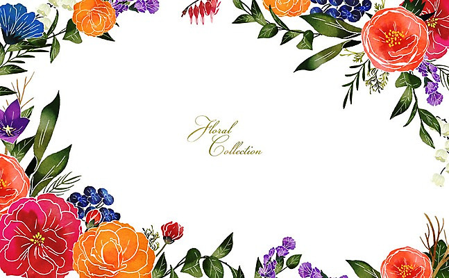PSD 꽃 잎 꽃백그라운드 일러스트 수채화 프레임 사람없음 장미 꽃프레임 국내일러스트 식물 백그라운드 파일형식