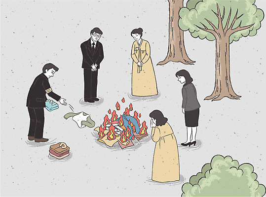 나무 옷 여자 남자 일러스트 여러명 성인 슬픔 위로 장례 소각 상복 유품 장례식 조문 조문객 국내일러스트 AI파일 식물 감정 다수 사람 파일형식 벡터