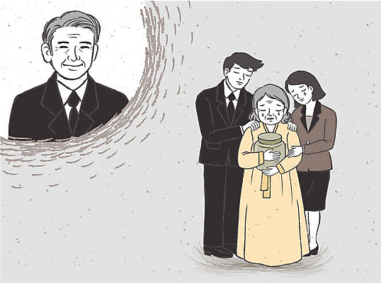 여자 남자 일러스트 여러명 성인 슬픔 눈물 위로 장례 상복 유가족 유골함 장례식 국내일러스트 AI파일 감정 다수 가족 사람 파일형식 벡터