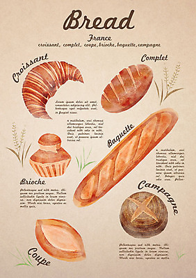 PSD 음식 빵 일러스트 디저트 종류 사람없음 바게트 크루아상 프랑스음식 국내일러스트 서양음식 파일형식