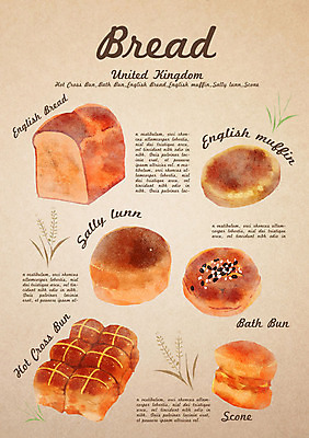 PSD 음식 일러스트 디저트 종류 사람없음 식빵 머핀 번 스콘 영국음식 잉글리쉬머핀 샐리런 국내일러스트 빵 서양음식 파일형식