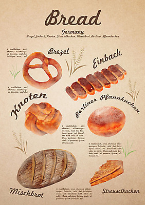 PSD 음식 빵 일러스트 디저트 종류 사람없음 호밀빵 브레첼 아인박 밋슈브로트 슈트로이젤쿠헨 국내일러스트 케이크 파일형식