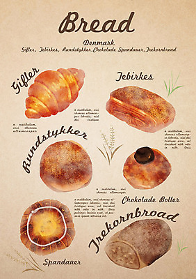 PSD 음식 빵 일러스트 디저트 종류 사람없음 데니쉬 스판다우어 국내일러스트 파일형식