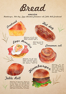 PSD 음식 빵 일러스트 디저트 종류 사람없음 햄버거 핫도그 미국음식 에그베네딕트 테이블롤 국내일러스트 패스트푸드 서양음식 샌드위치 파일형식