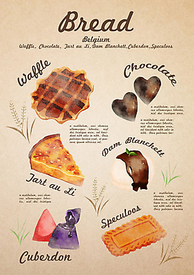 PSD 음식 빵 일러스트 디저트 종류 사람없음 쿠키 초콜릿 파이 와플 국내일러스트 파일형식