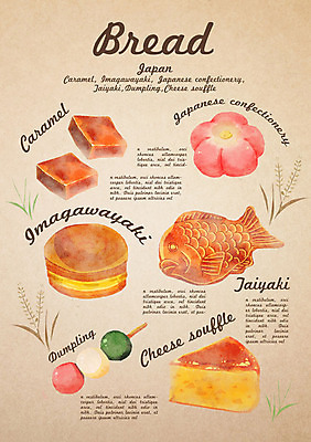 PSD 음식 빵 일러스트 디저트 종류 사람없음 붕어빵 치즈케이크 당고 일본음식 캐러멜 국내일러스트 케이크 겨울간식 파일형식