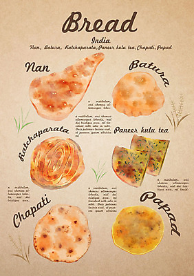 PSD 음식 빵 일러스트 디저트 종류 사람없음 난 인도음식 동남아음식 챠파티 빠빠드 국내일러스트 동양음식 파일형식