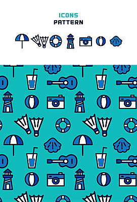 아이콘 패턴 조개 등대 사람없음 여름휴가 바캉스 카메라 패턴백그라운드 기타 파라솔 비치볼 오리발 튜브 2D아이콘 AI파일 백그라운드 무늬 공 현악기 휴가 어패류 바캉스용품 전자제품 파일형식 벡터 여름_계절