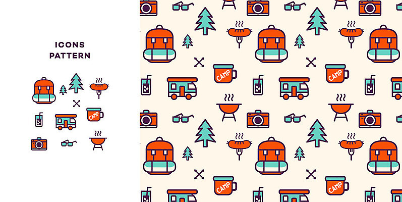 나무 아이콘 음료 패턴 배낭 사람없음 여름휴가 바캉스 선글라스 카메라 패턴백그라운드 소시지 캠핑카 바베큐그릴 2D아이콘 AI파일 식물 안경 백그라운드 무늬 가방 자동차 휴가 전자제품 가공식품 그릴 바비큐 파일형식 벡터 여름_계절