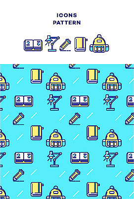 아이콘 교육 패턴 학용품 책가방 사람없음 책 연필 패턴백그라운드 스탠드 라인아이콘 2D아이콘 AI파일 백그라운드 무늬 가방 문구용품 조명 필기구 파일형식 벡터