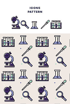 아이콘 교육 과학 패턴 돋보기 현미경 사람없음 패턴백그라운드 스포이트 라인아이콘 비커 삼각플라스크 2D아이콘 AI파일 백그라운드 무늬 실험기구 플라스크 피펫 파일형식 벡터
