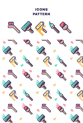 아이콘 교육 패턴 미술 사람없음 미술도구 패턴백그라운드 붓 라인아이콘 페인트붓 페인트롤러 아기자기 2D아이콘 AI파일 백그라운드 컨셉 무늬 문화예술 오브젝트 파일형식 벡터