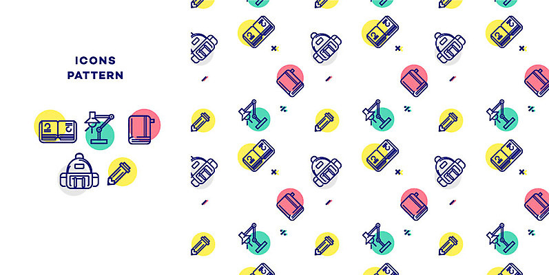 아이콘 교육 패턴 학용품 책가방 사람없음 책 연필 패턴백그라운드 스탠드 라인아이콘 아기자기 2D아이콘 AI파일 백그라운드 컨셉 무늬 가방 문구용품 조명 필기구 파일형식 벡터