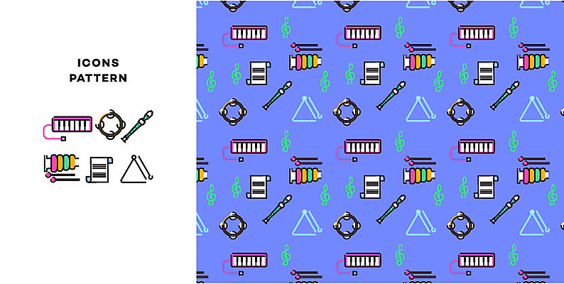 아이콘 교육 음악 패턴 사람없음 패턴백그라운드 높은음자리표 라인아이콘 악보 트라이앵글 탬버린 실로폰 리코더 멜로디언 실로폰채 2D아이콘 AI파일 백그라운드 무늬 음표 문화예술 타악기 목관악기 파일형식 벡터