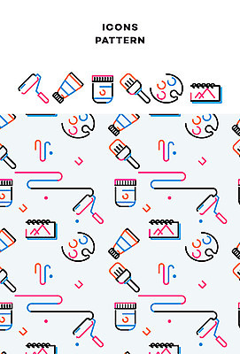 아이콘 교육 패턴 미술 사람없음 물감 미술도구 패턴백그라운드 팔레트 라인아이콘 스케치북 페인트붓 페인트롤러 2D아이콘 AI파일 백그라운드 무늬 문화예술 학용품 붓 오브젝트 파일형식 벡터