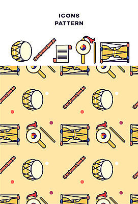 아이콘 교육 종이 음악 패턴 한국 사람없음 패턴백그라운드 라인아이콘 북 장구 소고 단소 민속악기 2D아이콘 AI파일 아시아 악기 백그라운드 무늬 문화예술 타악기 국악기 목관악기 파일형식 벡터