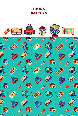 아이콘 교육 남자 어린이 지도 패턴 책가방 여러명 책 연필 지구본 패턴백그라운드 라인아이콘 아기자기 2D아이콘 AI파일 다수 백그라운드 컨셉 무늬 가방 학용품 사람 필기구 파일형식 벡터