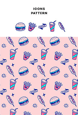 아이콘 별 음식 패턴 패스트푸드 사람없음 패턴백그라운드 감자튀김 햄버거 콜라 핫도그 2D아이콘 AI파일 자연요소 백그라운드 무늬 감자 튀김 인스턴트 탄산음료 파일형식 벡터