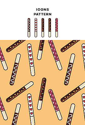 아이콘 패턴 사람없음 과자 패턴백그라운드 빼빼로 2D아이콘 AI파일 백그라운드 무늬 디저트 막대과자 파일형식 벡터