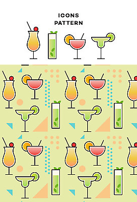 아이콘 음료 패턴 사람없음 패턴백그라운드 칵테일 칵테일잔 2D아이콘 AI파일 백그라운드 무늬 술잔 주류 파일형식 벡터