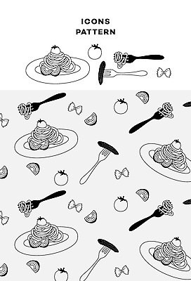 아이콘 음식 포크 패턴 토마토 파스타 스파게티 사람없음 패턴백그라운드 2D아이콘 AI파일 식기 백그라운드 무늬 채소 서양음식 파일형식 벡터