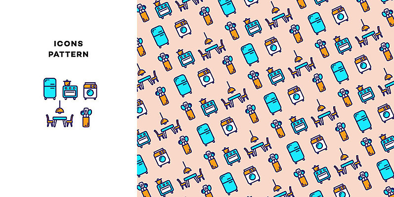아이콘 가구 패턴 식탁 주방용품 조명 사람없음 인테리어 패턴백그라운드 오븐 냉장고 세탁기 2D아이콘 AI파일 디자인 생활용품 백그라운드 무늬 탁자 가전제품 파일형식 벡터