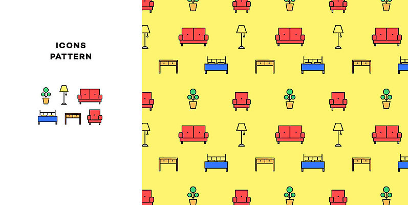 아이콘 화분 가구 패턴 탁자 사람없음 인테리어 소파 패턴백그라운드 침대 스탠드 2D아이콘 AI파일 디자인 생활용품 백그라운드 무늬 의자 조명 파일형식 벡터