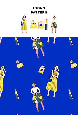 아이콘 모델 여자 패션 패턴 여러명 성인 뷰티 립스틱 패턴백그라운드 향수 2D아이콘 AI파일 다수 백그라운드 무늬 사람 화장품 파일형식 벡터